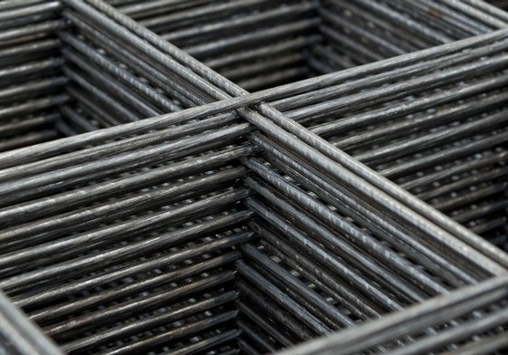 Close-up of welded reinforcing mesh sheets